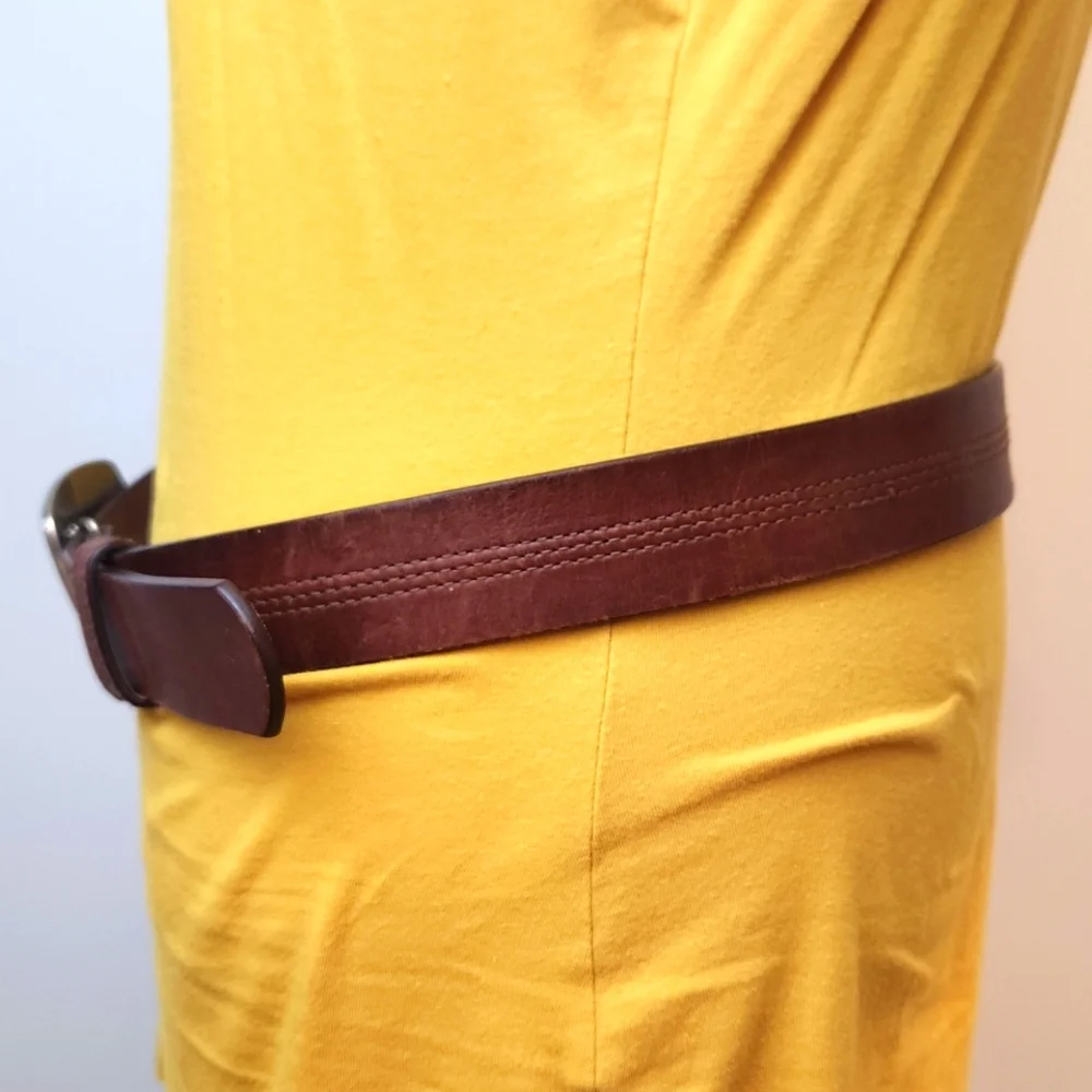 CARHARTT ESPRESSO BROWN LEATHER BELT W/SILVER C LOGO BUCKLE SZ LARGE